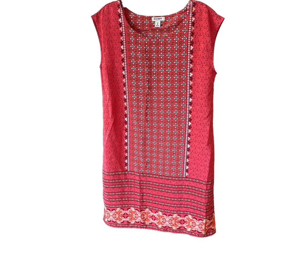 Old Navy Orange Print Sleeveless Pullover Dress Sz XS